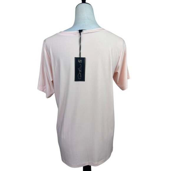 DG2 Diane Gilman Shirt Peach Floral Short Sleeve Top Size Small NWT - Picture 4 of 10